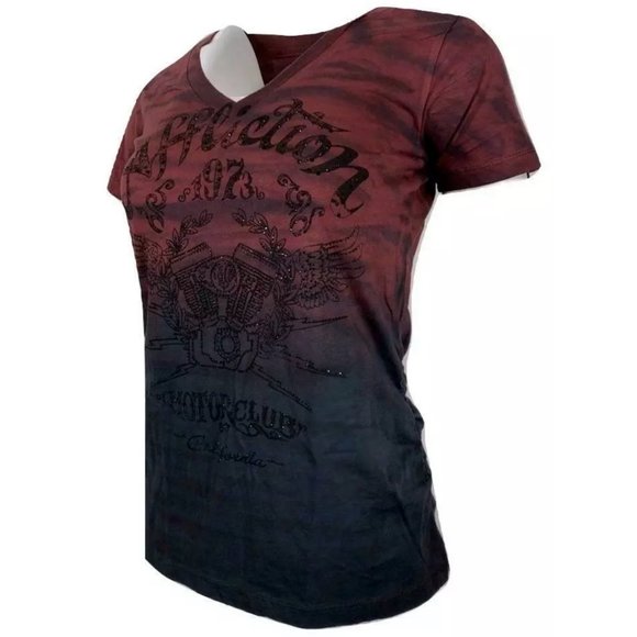 AFFLICTION Women's T-Shirt S/S AC CALI RIDE Tee - Picture 4 of 10
